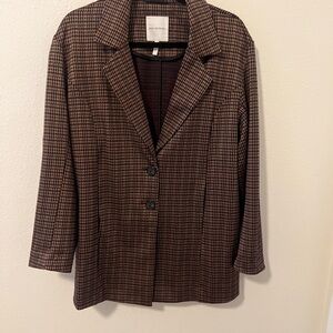 Avec Les Filles longline brown houndstooth blazer